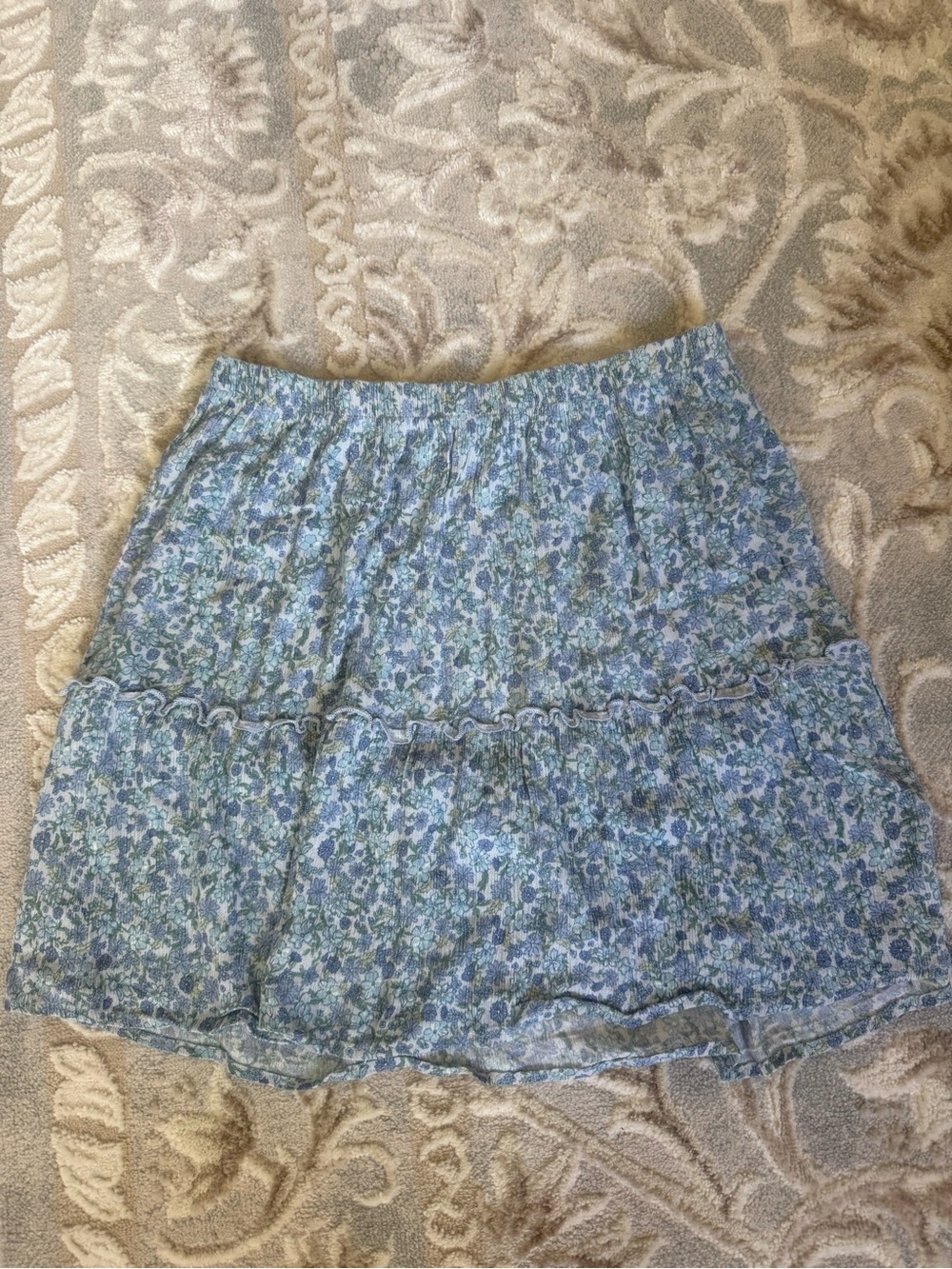Light Blue Floral Tiered Women's Skirt